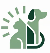 Logo of Pet Lumio with green silhouette of a dog and cat on a white background